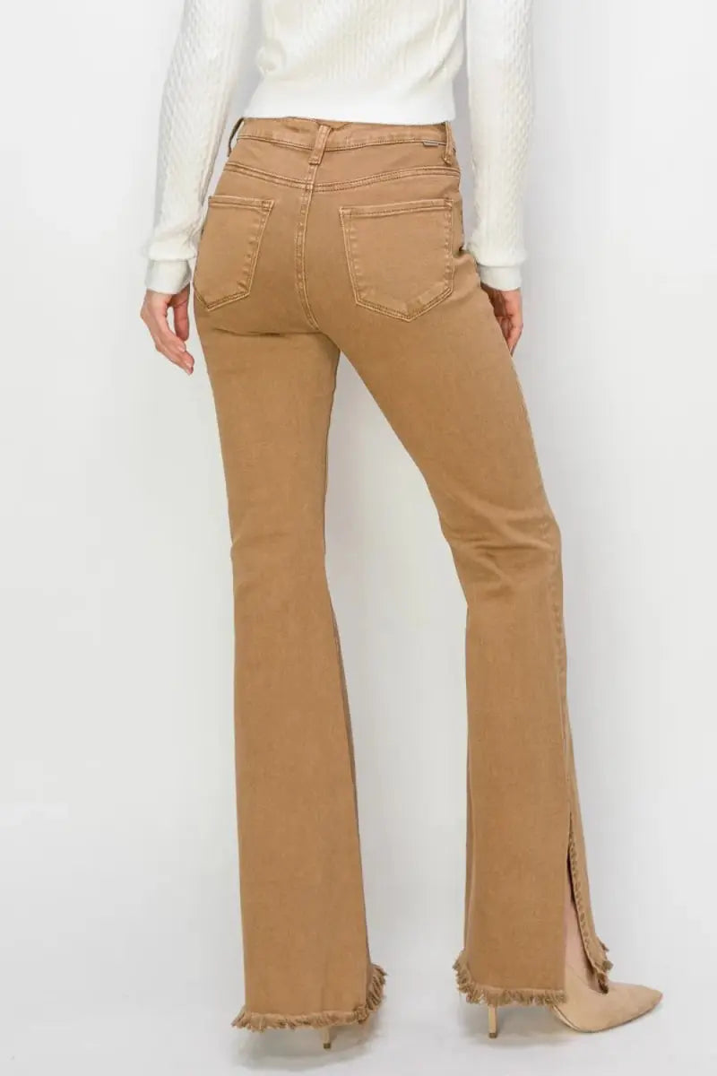 RISEN Bailey Full Size High Waist Side Slit Flare Jeans - Love Salve